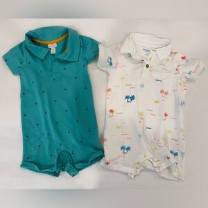 Lot of 2 Collared Rompers - 12mo EUC